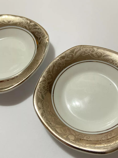 Mini Prato Pires Porcelana Borda Dourada Antigo Porcelanarte Branco