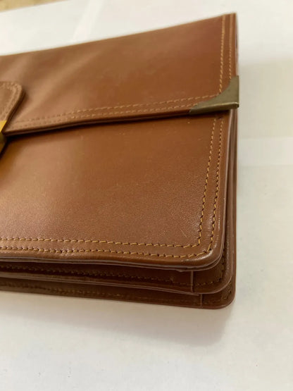 Carteira Clutch Antiga H. Laufer Couro Marrom Marrom