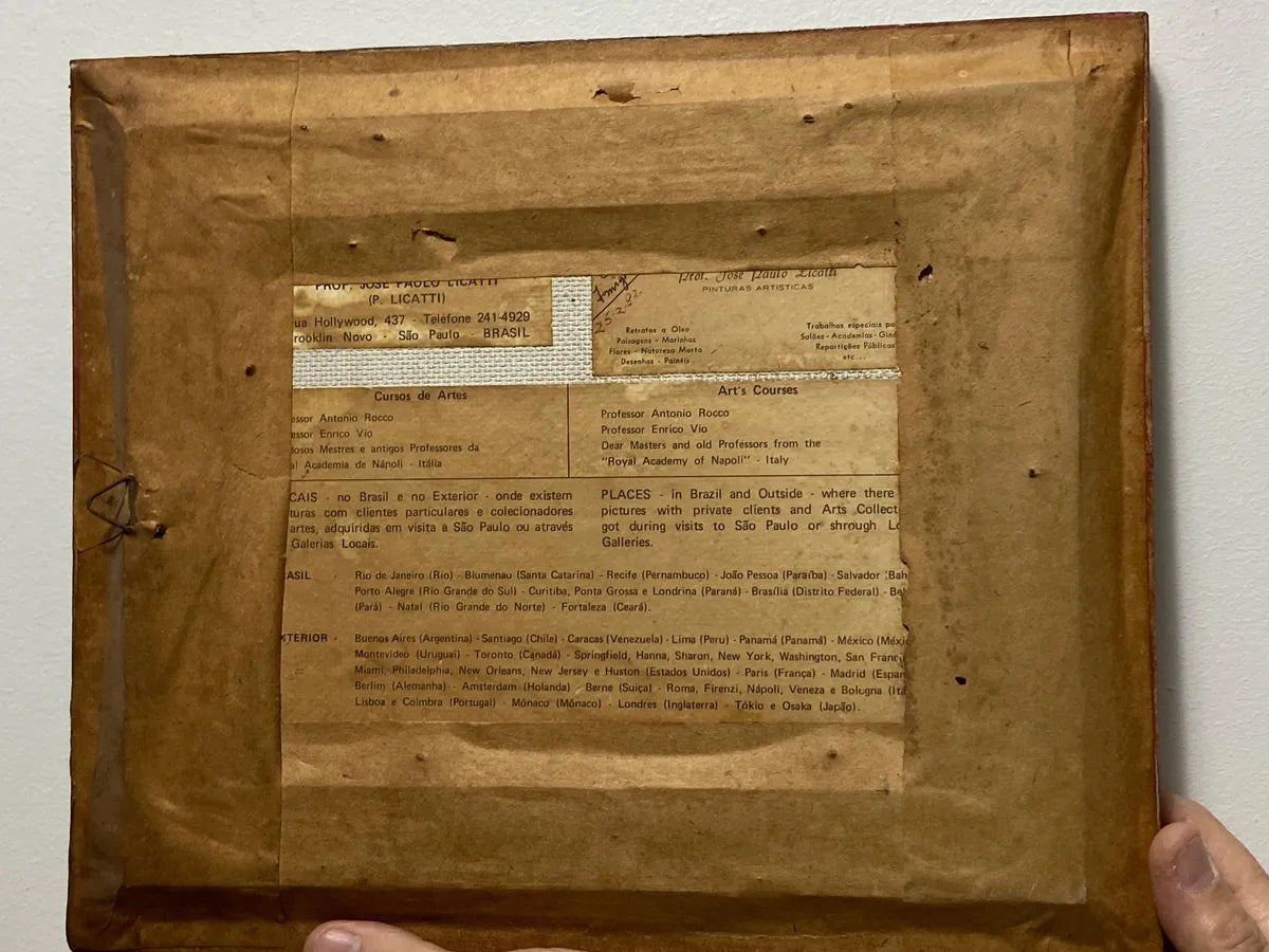 P. Licatti - Quadro Antigo Óleo S/ Placa - Retrato Homem Barbado