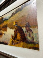 L. Ceccere - Quadro Antigo Pescadores À Beira Do Rio