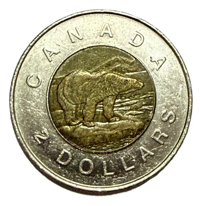 Moeda Antiga Canadá 2 Dollars 2002 50 Anos Rainha Elizabeth