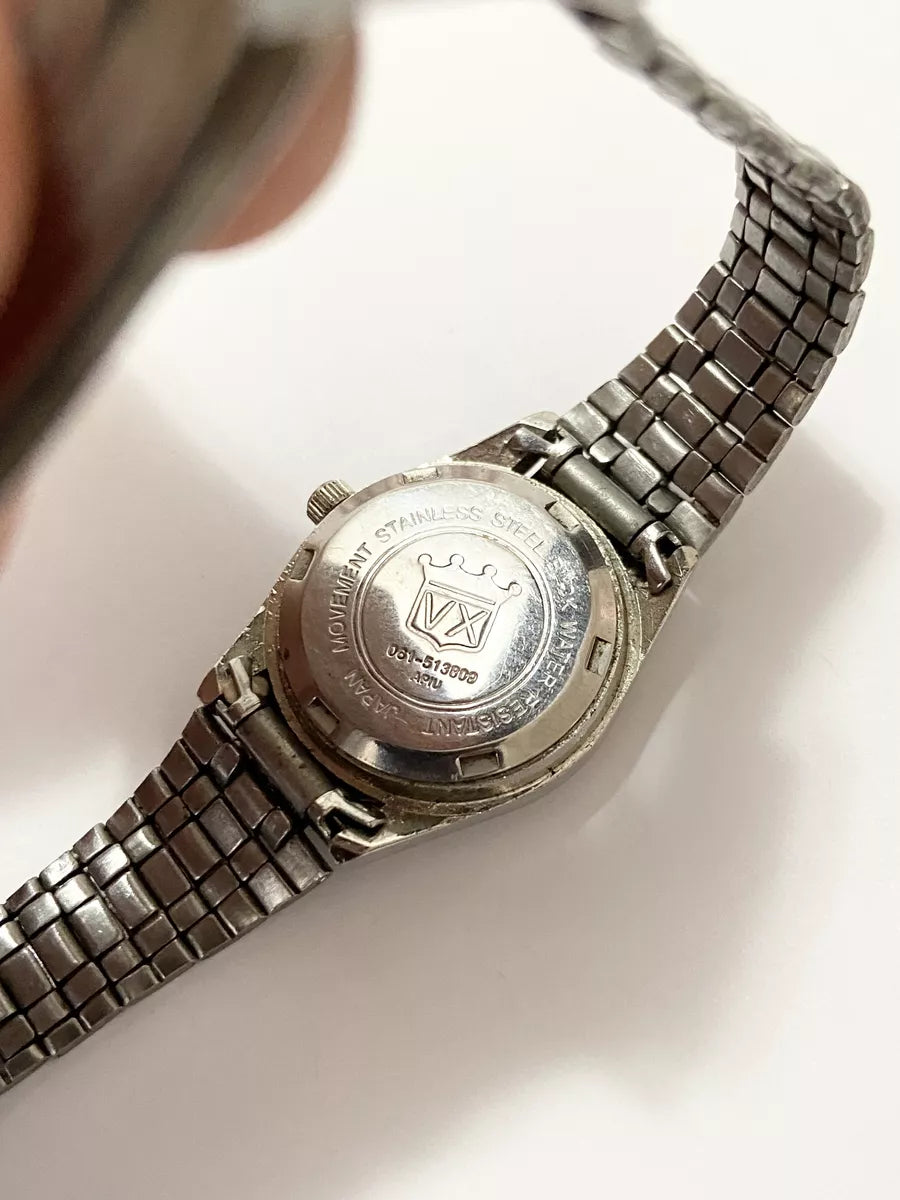 Relógio Antigo Orimet Prata Cristal Azul Japan Movt