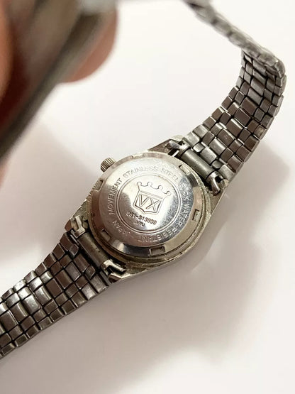 Relógio Antigo Orimet Prata Cristal Azul Japan Movt