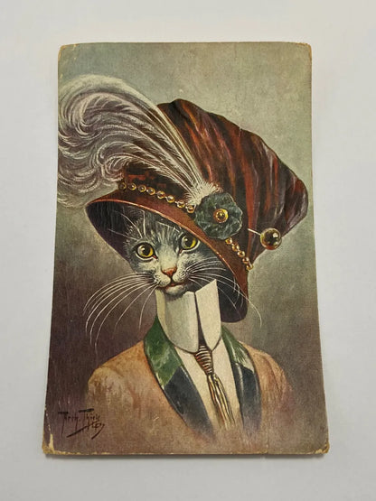 Cartão Postal Antigo Arthur Thiele Gato Elegante