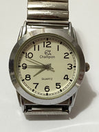 Relógio Antigo Champion Quartz Pulseira Aço Cor Prata Prateado