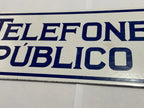 Placa Antiga Telefone Público Cia Telefônica Brasileira Branco
