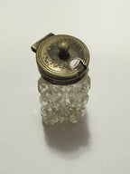 Pote Antigo Em Vidro Lapidado C/ Tampa Metal