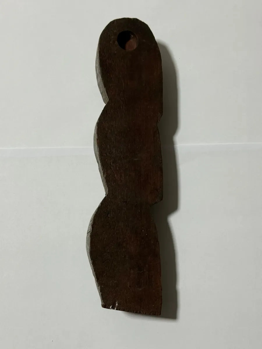Escultura Antiga Madeira Entalhada 3 Rostos Totem Ancestral