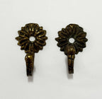 Par De Ganchos Antigos Em Metal Flor 4,5cm