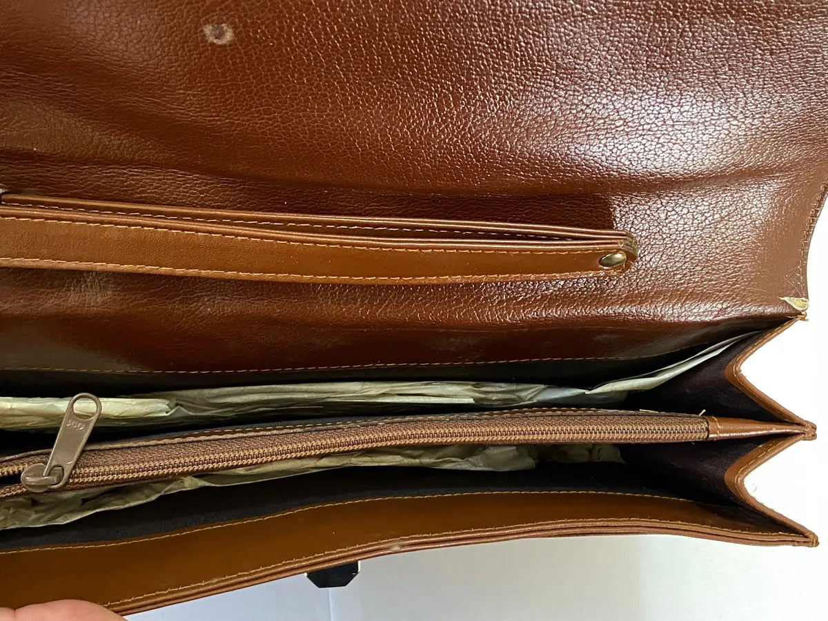Carteira Clutch Antiga H. Laufer Couro Marrom Marrom