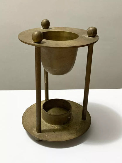 Antigo Raro Queimador De Óleo Essencial / Aquecedor Em Latão