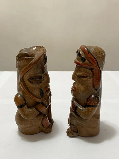 Par De Figuras Em Cerâmica Antiga Estilo Pré-colombiano