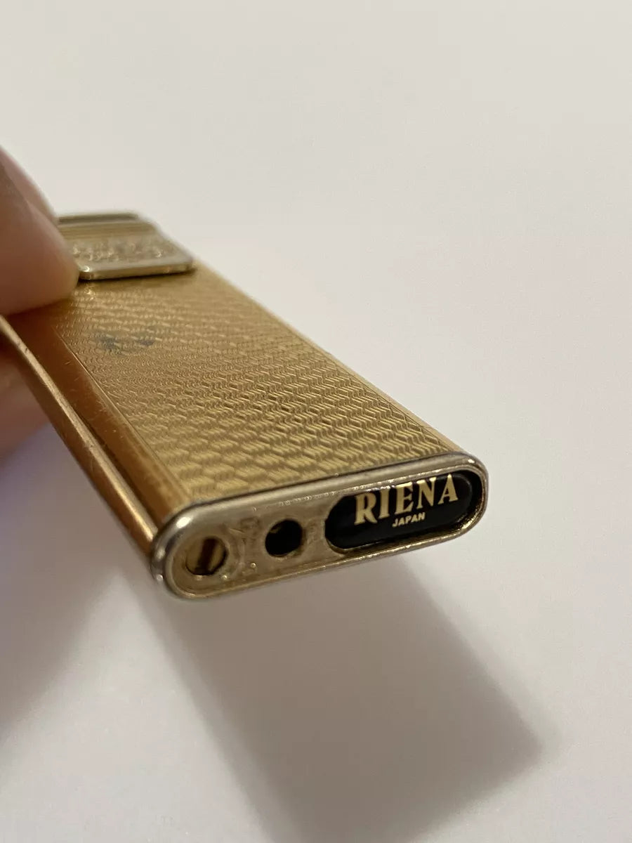 Isqueiro Antigo Japonês Riena Japan Dourado Brasão Leões