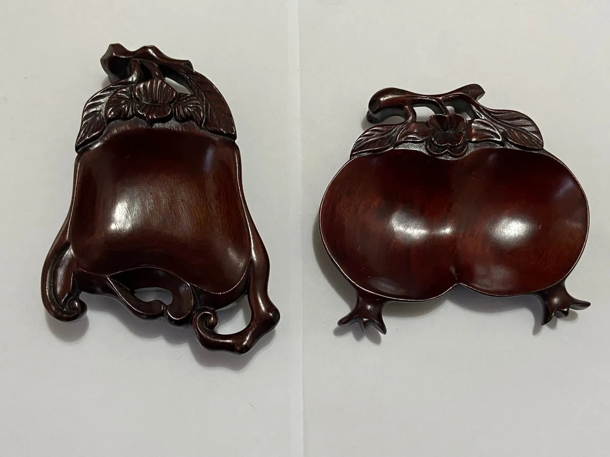 Par De Tigelas Chinesas Antigas Em Madeira Nobre Esculpida