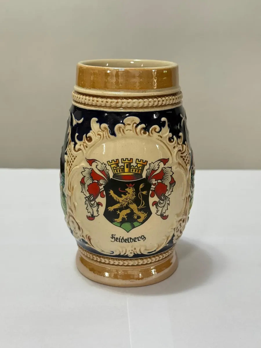 Caneca Alemã Antiga Heidelberg Cerâmica Relevo