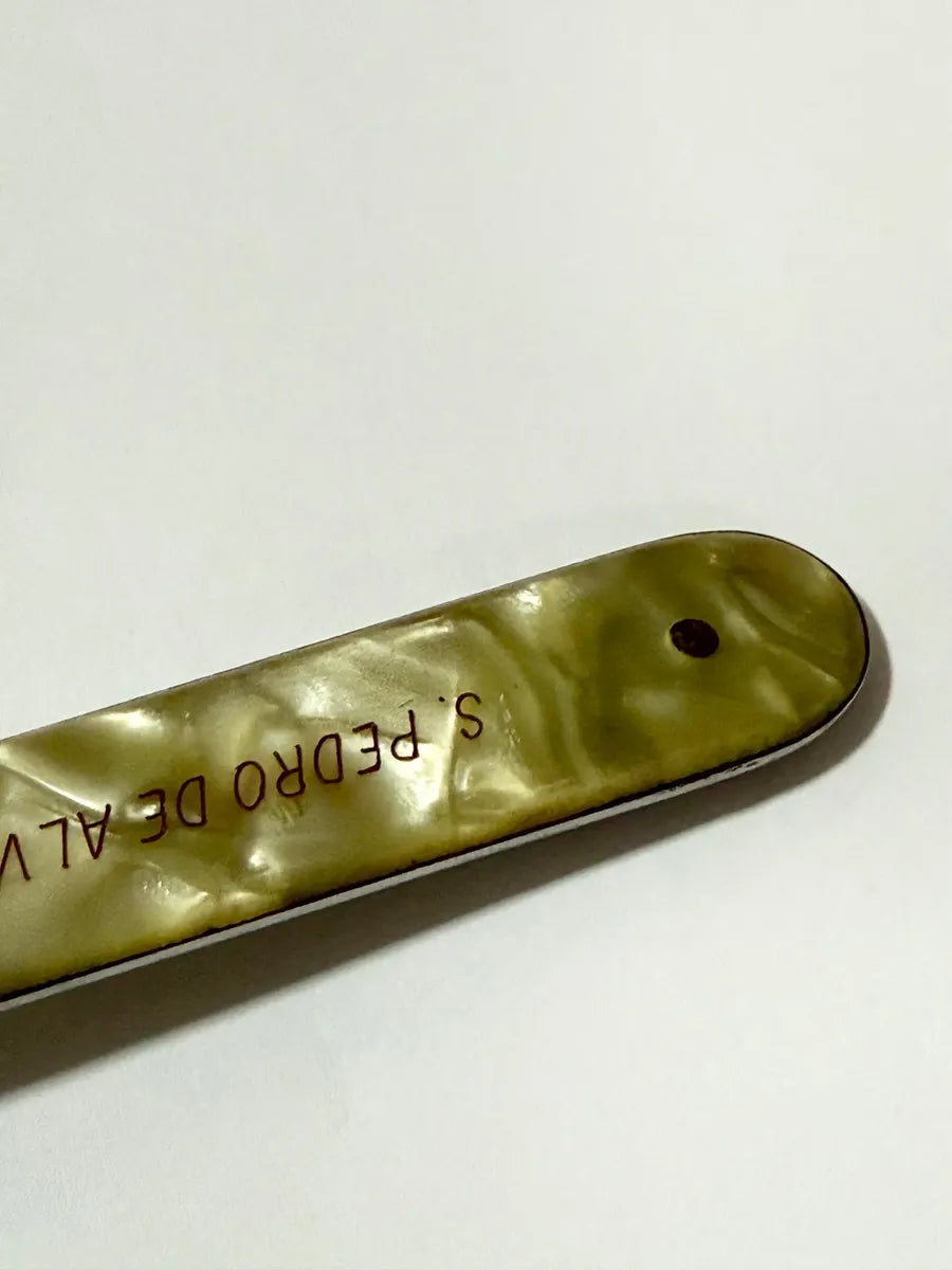 Faca Antiga Inox Cabo Madrepérola 18cm C/ Escrita