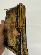 Bolsa De Festa Tapeçaria Floral Francesa 15x16cm Antiga