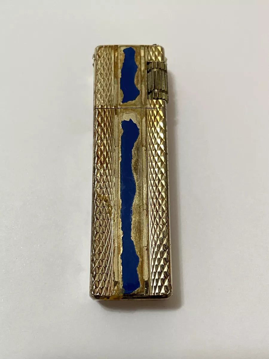 Isqueiro Antigo Azul E Dourado