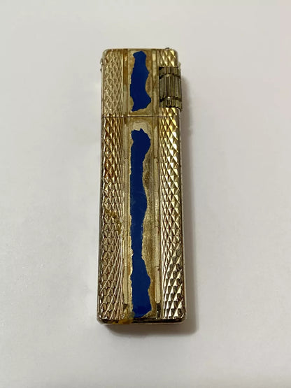 Isqueiro Antigo Azul E Dourado