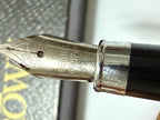 Caneta Antiga Tinteiro Crown Preta E Prata Com Estojo