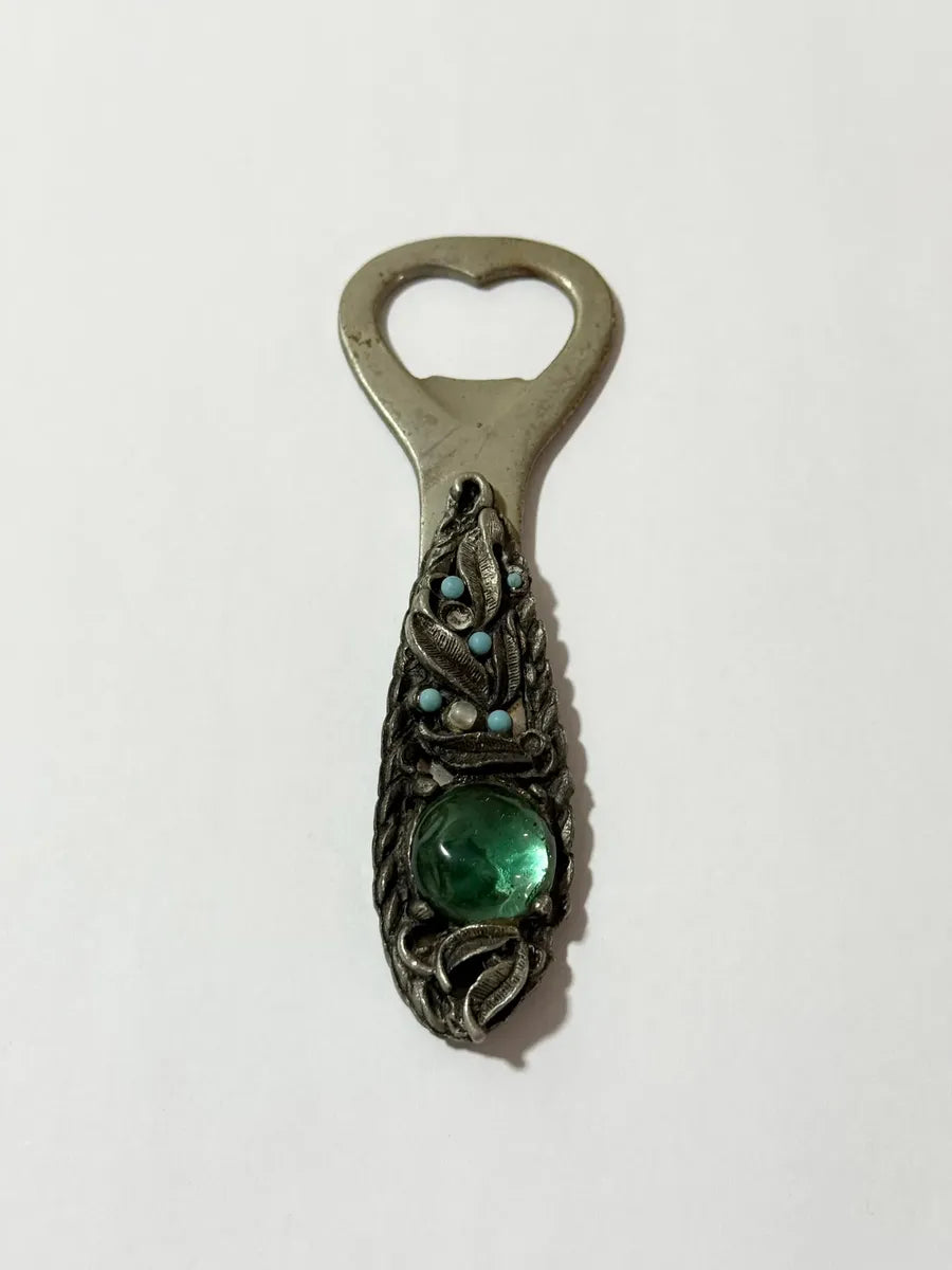 Abridor De Garrafas Antigo Maesa Relevo Floral E Pedras