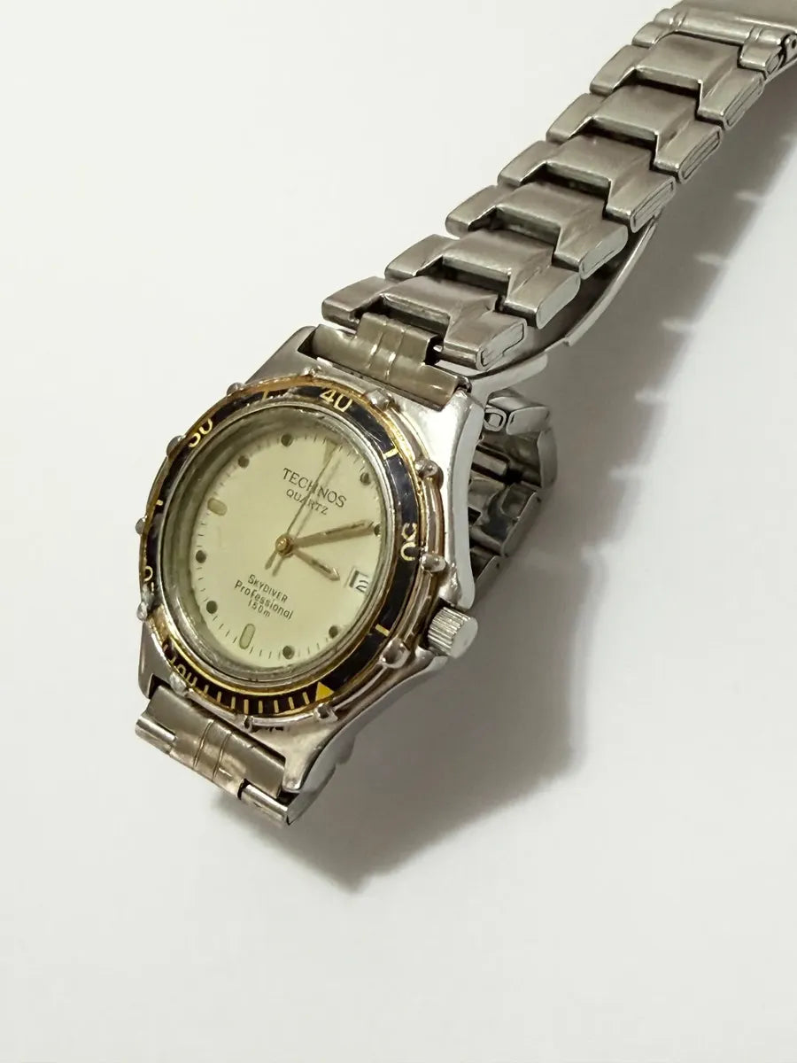 Relógio Antigo Technos Quartz Skydiver Professional 150m Prateado
