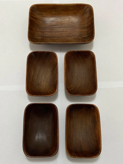 Conjunto Tigelas Retangulares Em Jacarandá Vintage