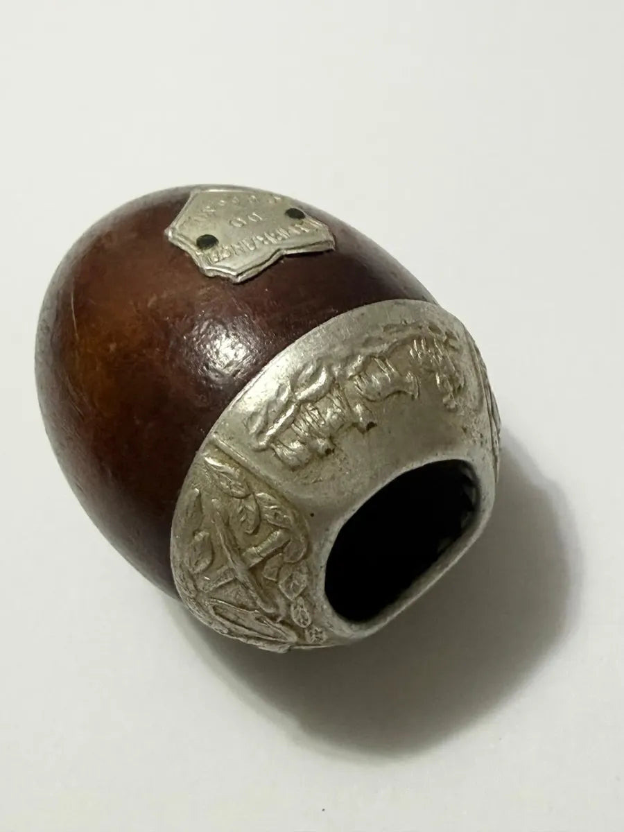 Mini Cuia Antiga Chimarrão Rio Grande Do Sul Metal E Madeira