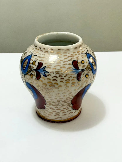 Vaso Mini Porcelana Antigo Pintado À Mão Assinado