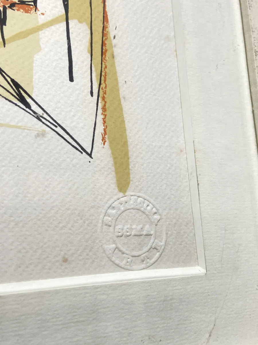 Quadro Abstrato Skyline Com Moldura Branca Colorido