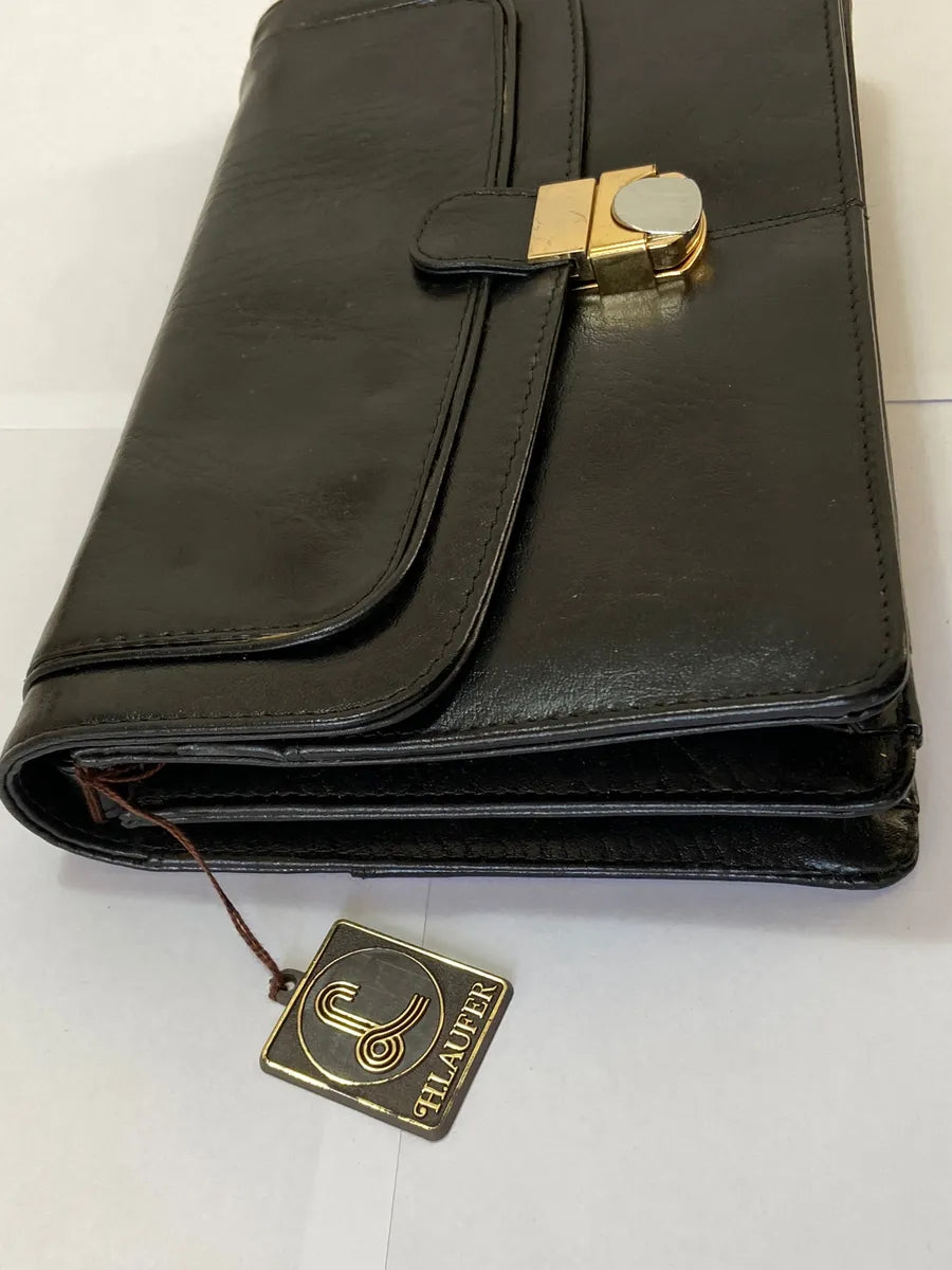 Carteira Clutch Antiga H. Laufer Couro Preto Preto