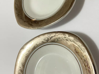 Mini Prato Pires Porcelana Borda Dourada Antigo Porcelanarte Branco