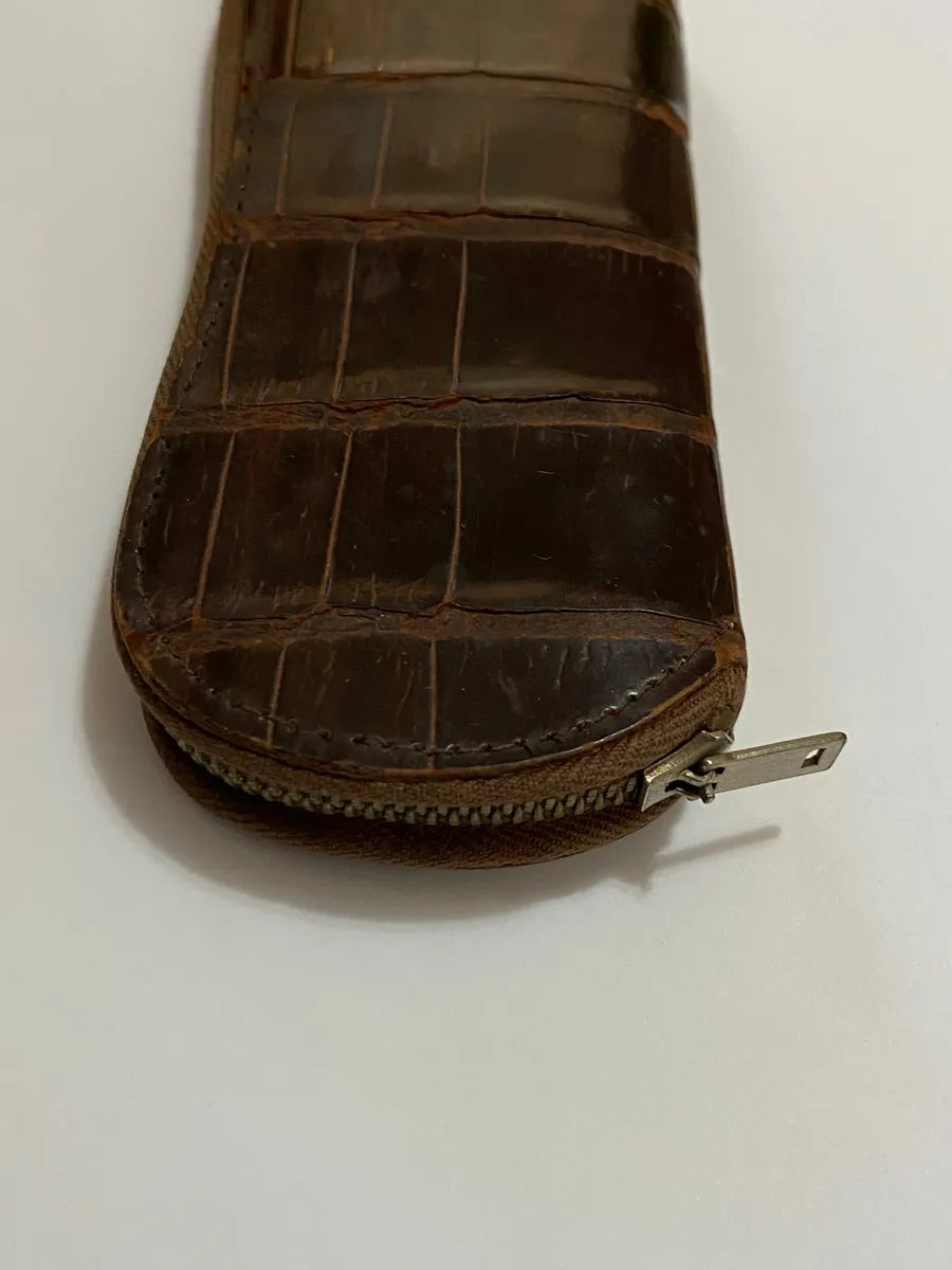 Estojo Antigo Couro Jacaré Raro Déc. 50
