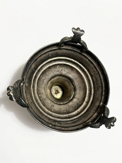 Centro De Mesa Fruteira Antiga Em Metal Prateado 11x14cm