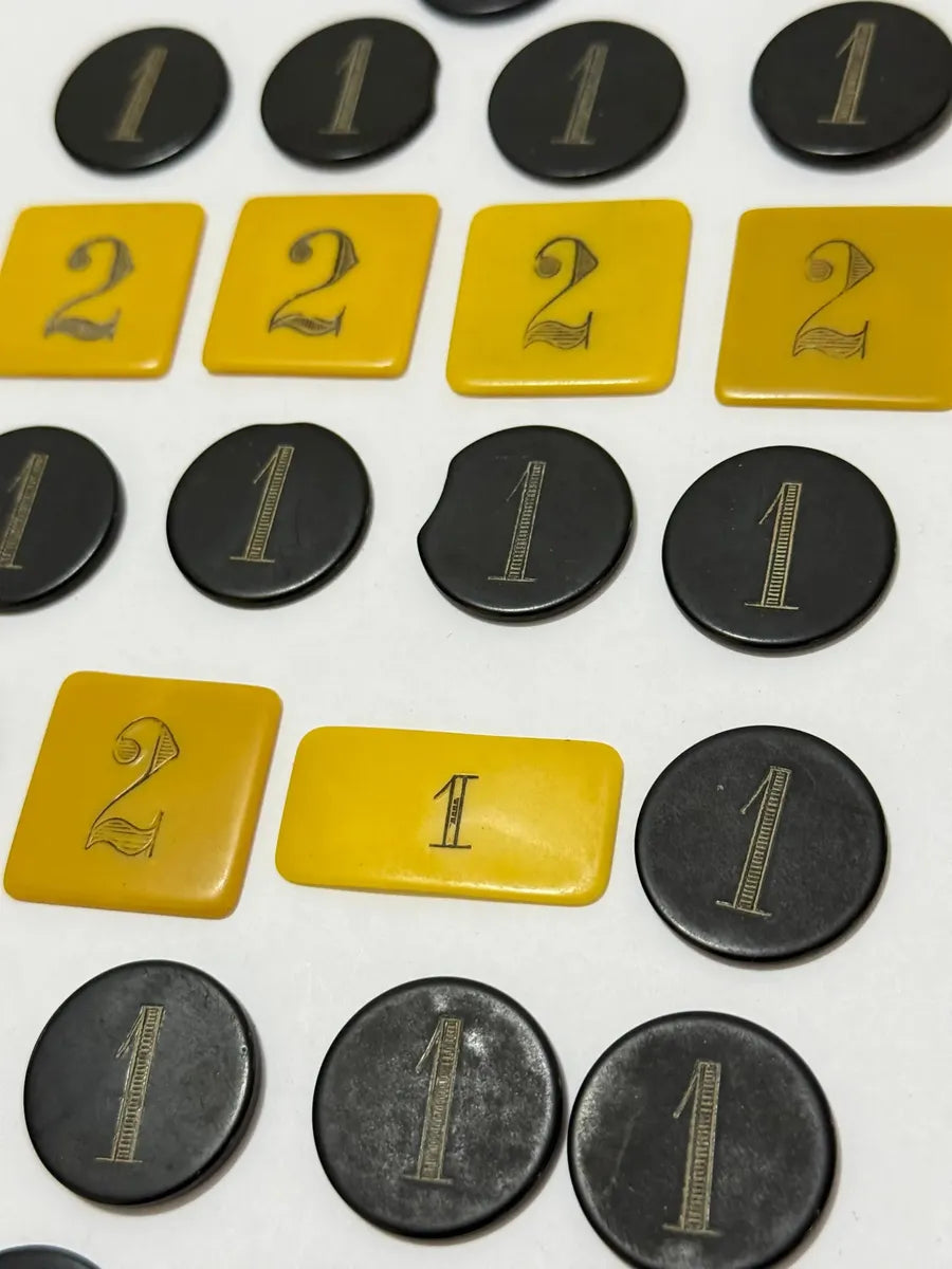Fichas Antigas Galalite Jogo Marcador 1 E 2