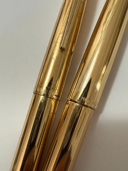 Kit Canetas Antigas Hero Wing Sung Douradas Com Estojo