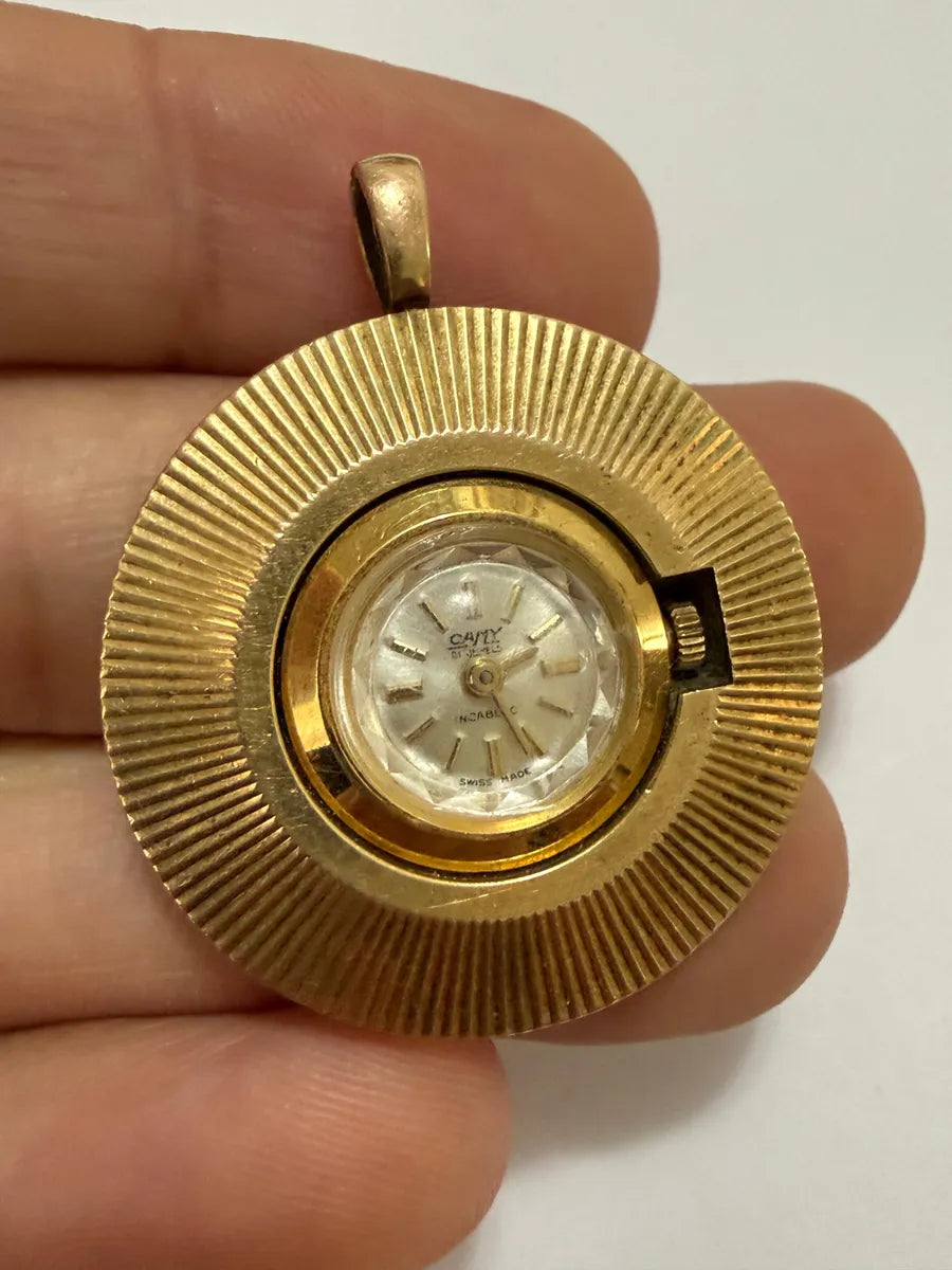 Relógio Pingente Antigo Camy Swiss Made 21 Jewels Dourado