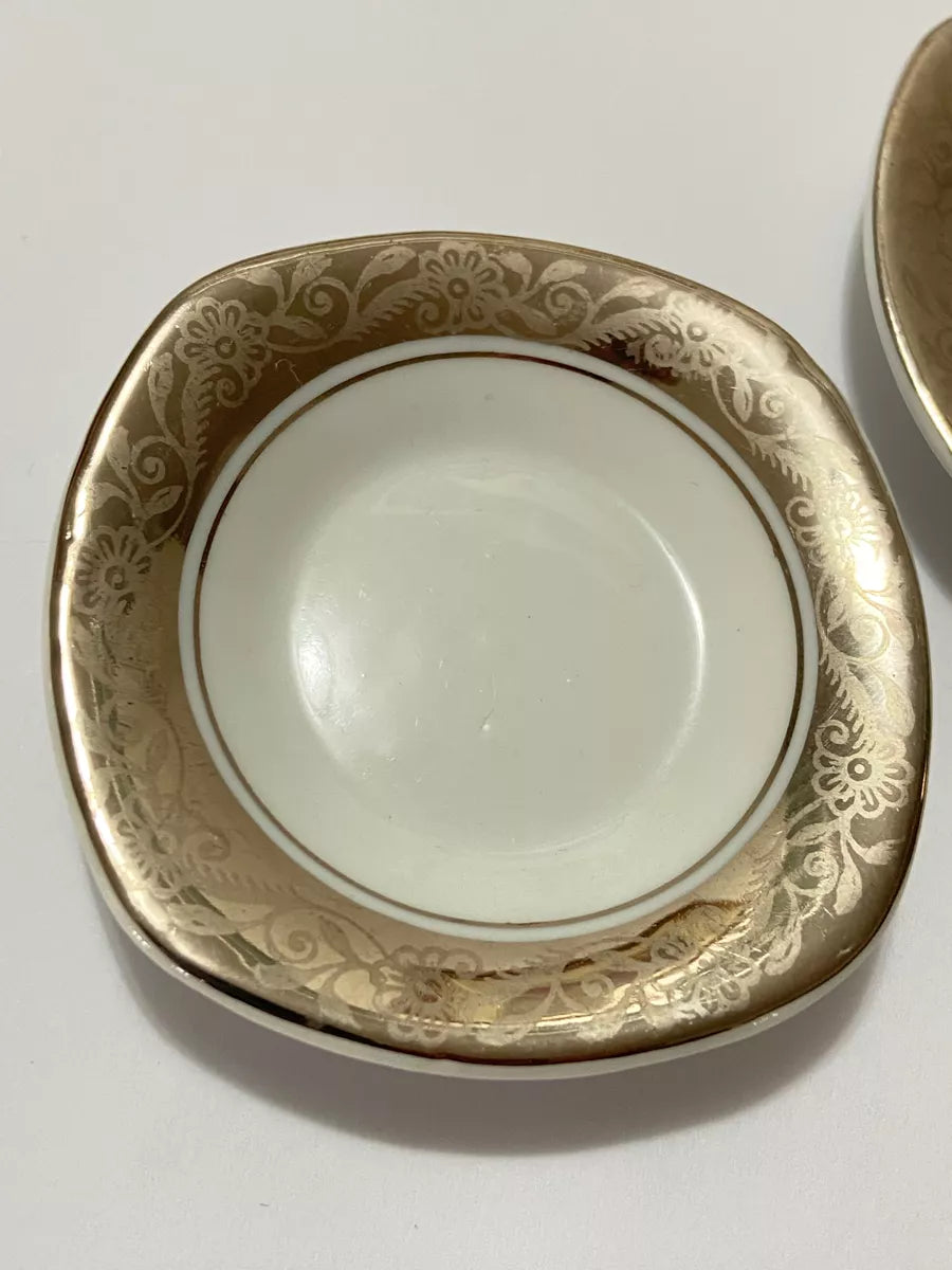 Mini Prato Pires Porcelana Borda Dourada Antigo Porcelanarte Branco
