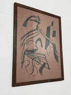 Quadro Antigo Arte Abstrata Com Figuras Estilizadas Déc 1960