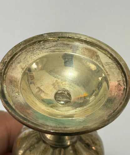 Vaso Miniatura Antigo Em Metal Prateado 15cm