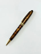 Caneta Antiga Marrom Marmorizada Com Detalhes Dourados