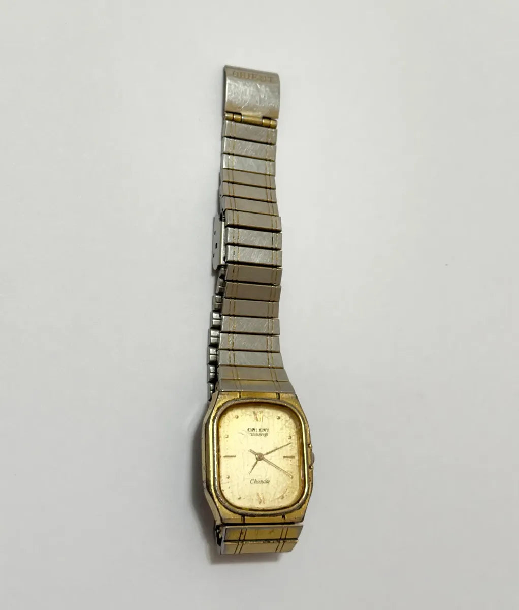 Relógio Antigo Orient Chandor Quartz Japan Folheado Aço