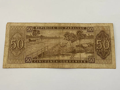Cédula Antiga 1952 Paraguai 50 Guaranies