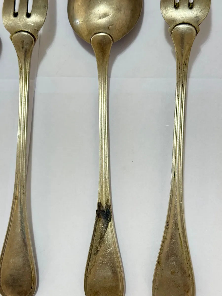 Conjunto Talheres Antigos Metal Prateado 5 Peças