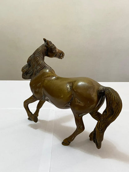 Escultura Antiga Cavalo Em Bronze 1,7kg - 20x18cm
