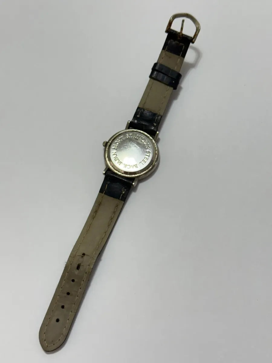 Relógio Antigo Quartz Japan Movt Aço Couro