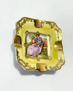 Cinzeiro Antigo Porcelana Europeia Fragonard Dourado