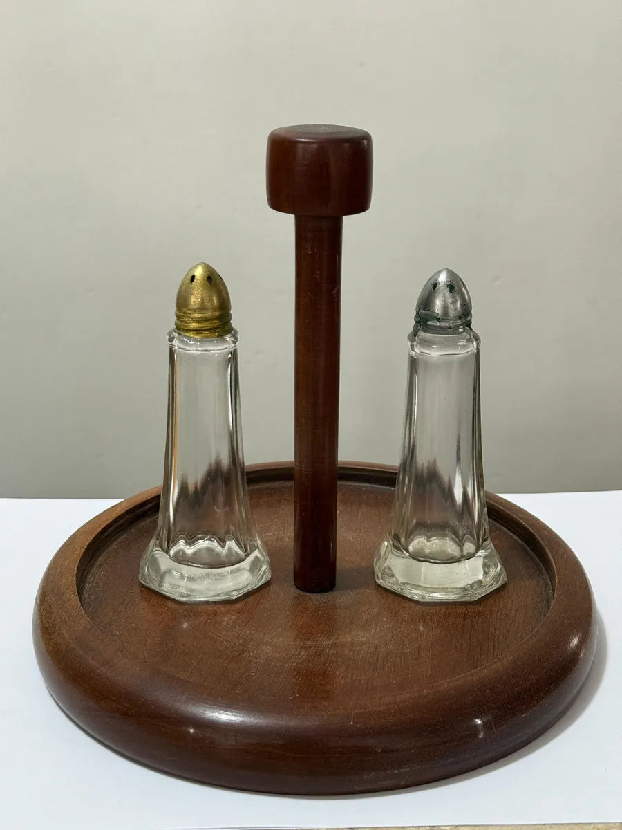 Antigo Porta Temperos Em Madeira Mogno Com Vidros