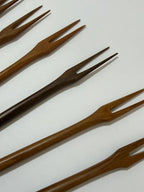 Conjunto 6 Garfinhos Antigos De Madeira Nobre Para Petiscos