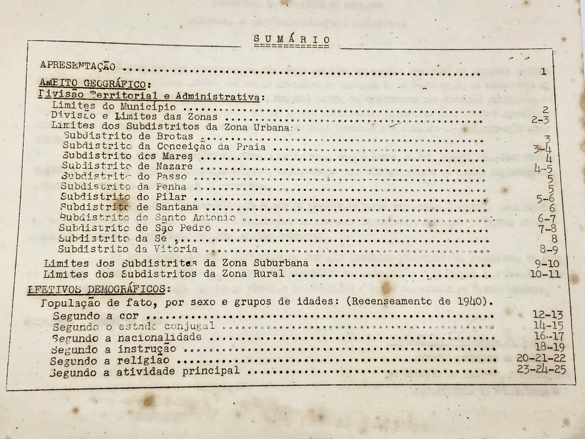 Raro Folheto Prefeitura Salvador Situação Demográfica 1949